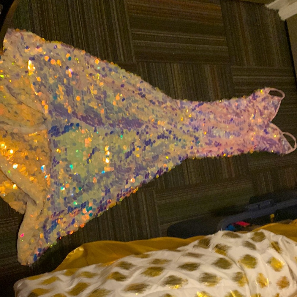 Sequin pink prom dress